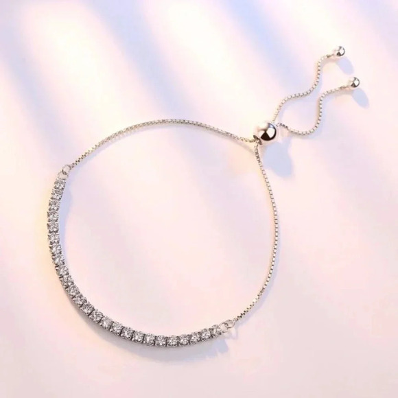 NEW 925 Sterling Silver Diamond Tennis Bracelet - Picture 2 of 6